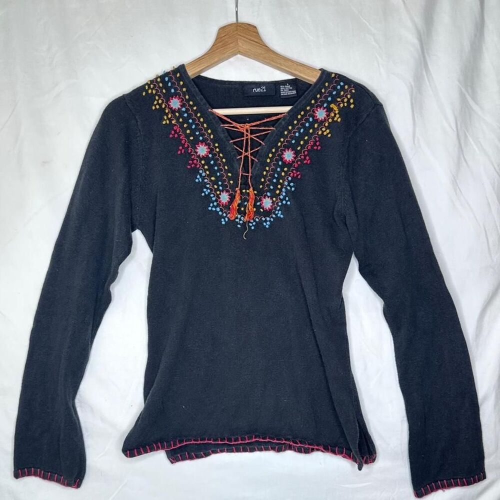 Rue-21 Women's Black and Grey Blouse